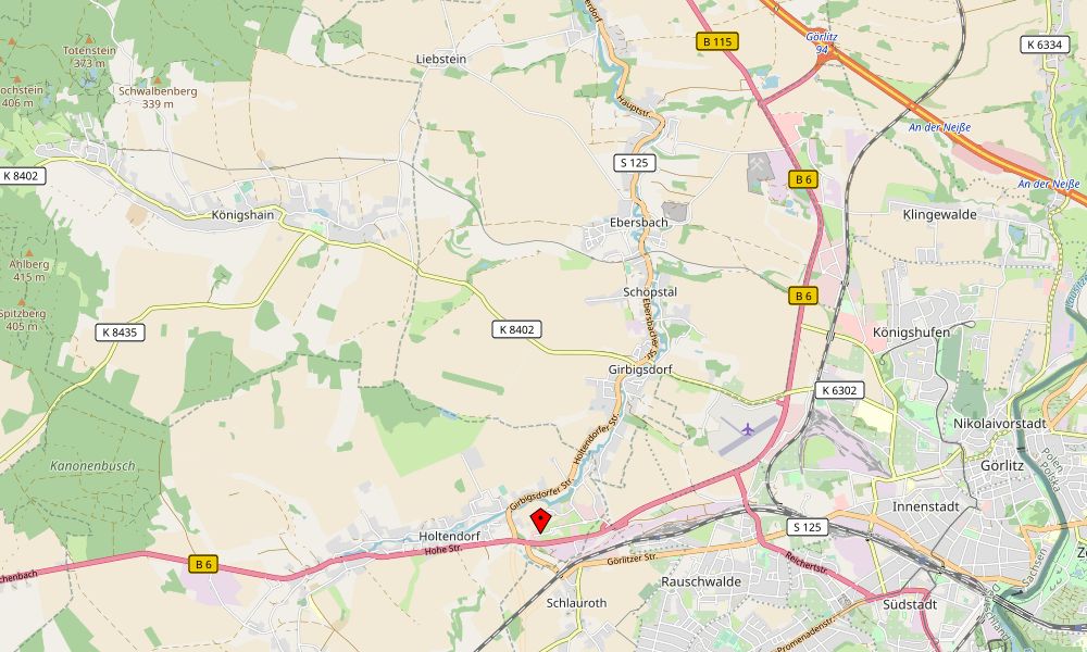 Karte: Metallbau Adam, Am Hoterberg 1 in Markersdorf, westlich von Görlitz